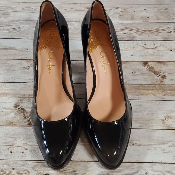 Cole Haan Nike Air Technology Cuban Heel Pump Size 8½AA‎ Black Patent Leather - Picture 9 of 11